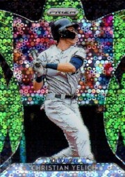 2019 Panini Prizm Lime Green Donut Circles Prizm 125/199 #116 Christian Yelich - Brewers